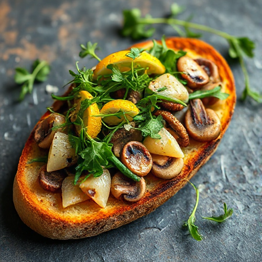 Citrus Zest Arugula Bruschetta